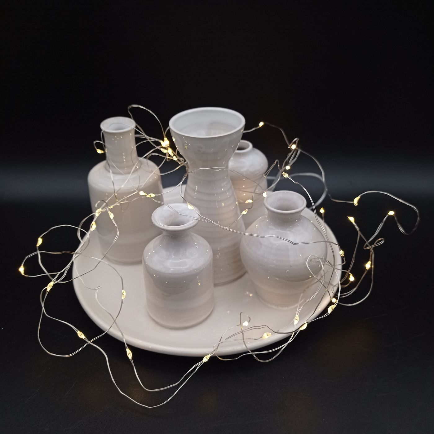 Ivory – small vases with fairy lights